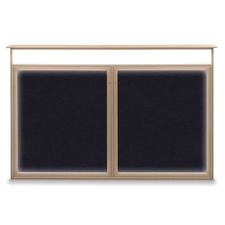 United Visual Products 96"x48" 2-Door Enclosed Outdoor Letterboard, Grey Felt/Bronze UV1161DDD9648PLUS-BRONZE-GREY